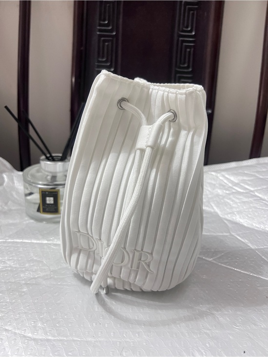 Dior Handbags - New! DIOR White Cosmetic Drawstring Bucket Bag